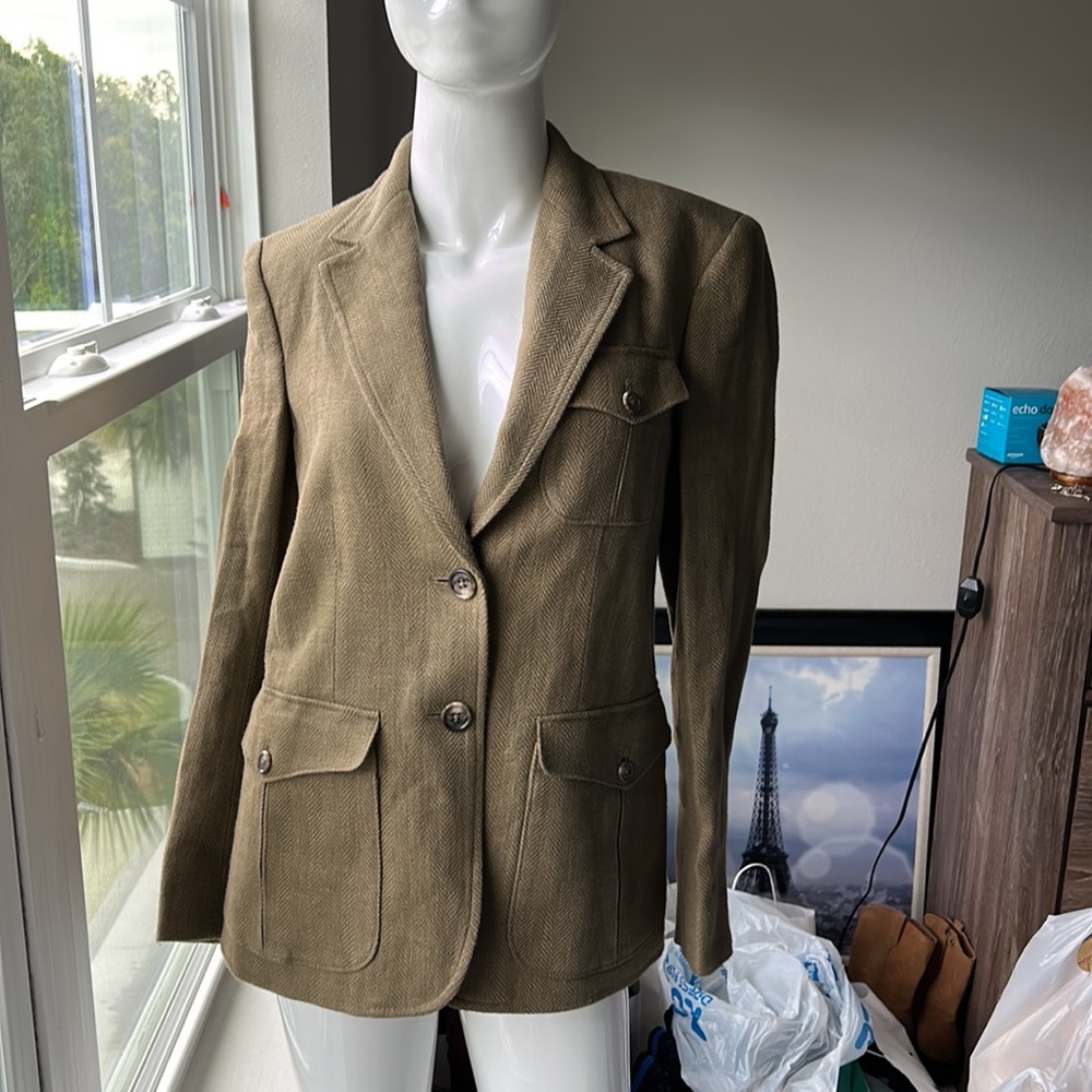 LAUREN RALPH LAUREN LINEN BLAZER JACKET TOP SIZE 2 MSRP $345.00 NWT - Picture 2 of 11